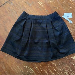 Black skater skirt | navy blue stripes | pleated